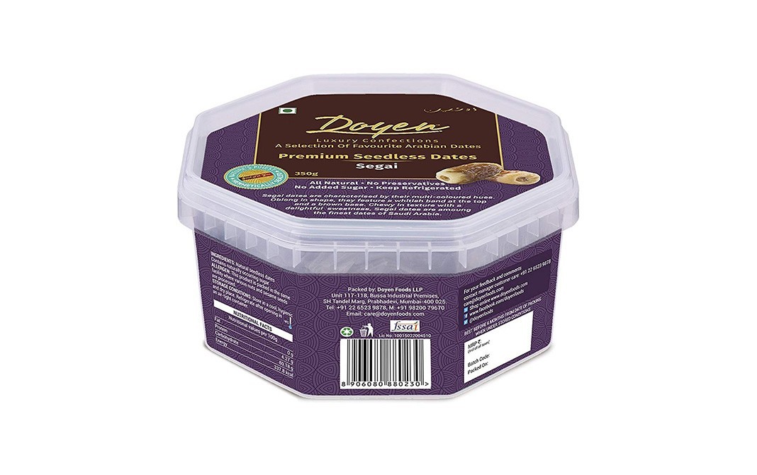 Doyen Premium Seedless Dates Sagai   Plastic Container  350 grams